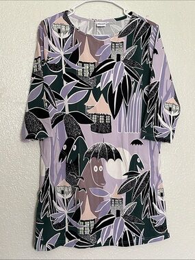 MOOMIN by Martinex Floral Print Tunic 3/4 Sleeve Jersey w Pockets S